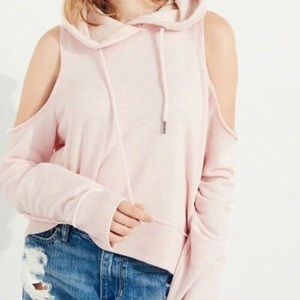 Light pink open shoulder sweatshirt